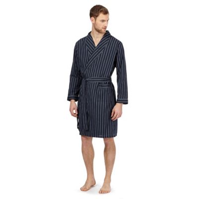 Big and tall navy striped lightweight dressing gown